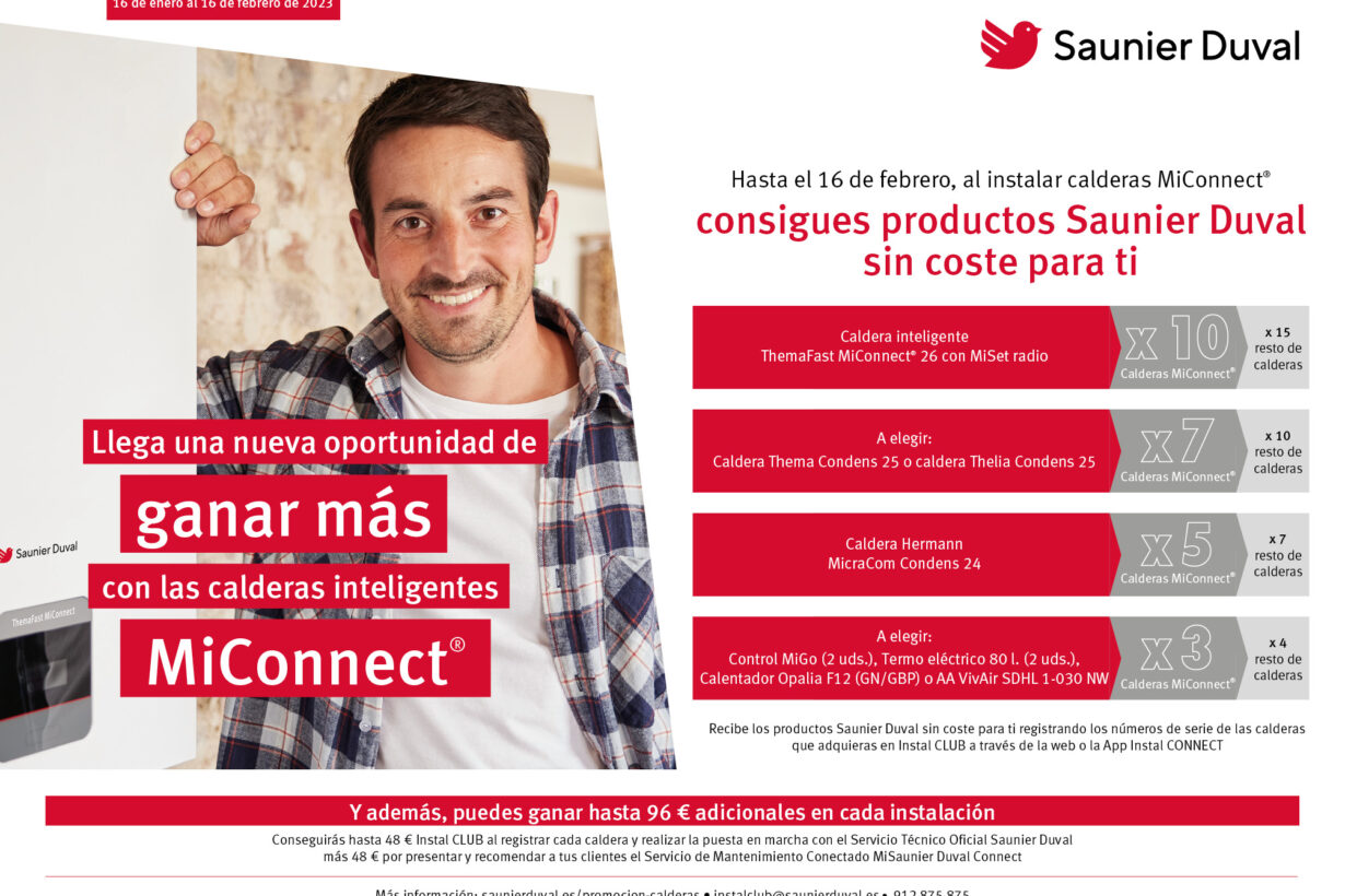 Hasta el 16 de febrero productos sin coste para los profesionales al instalar calderas Saunier Duval