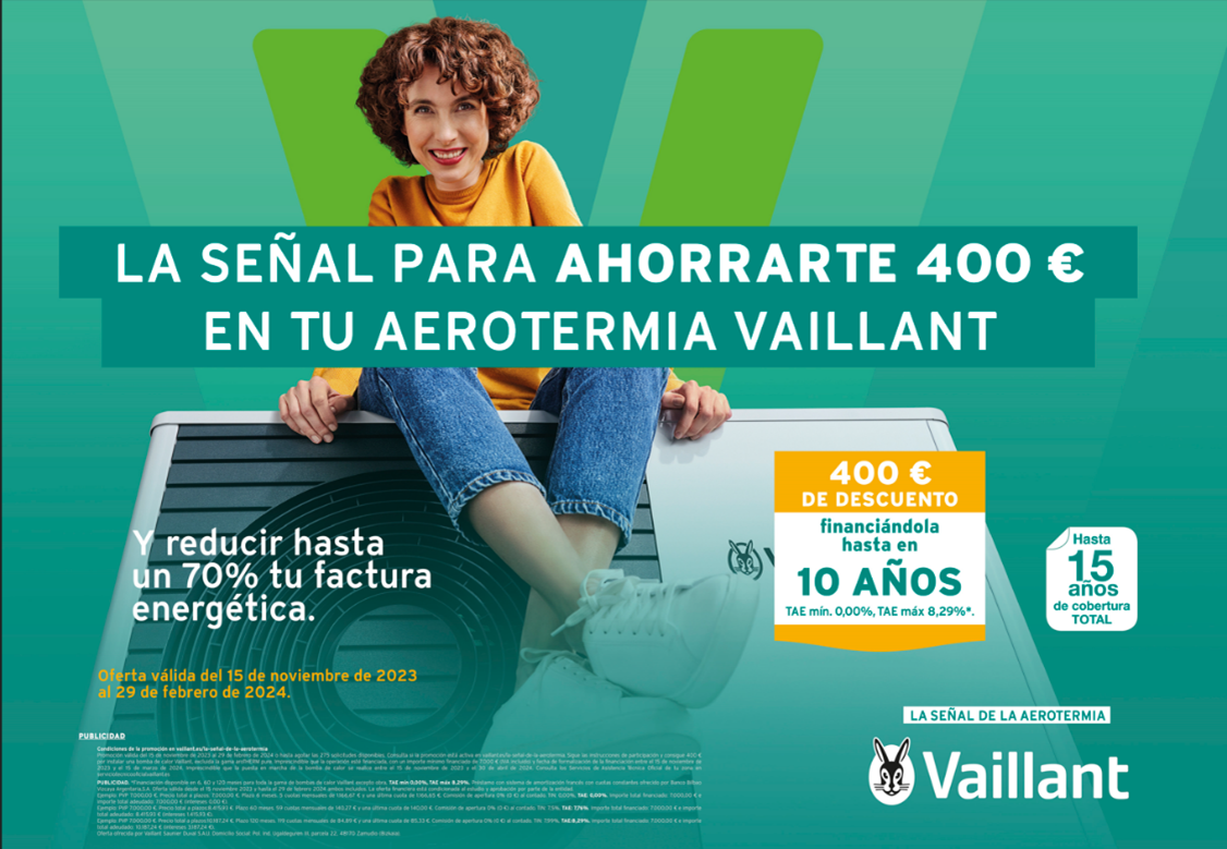 400 € de descuento para que los usuarios disfruten de una aerotermia Vaillant