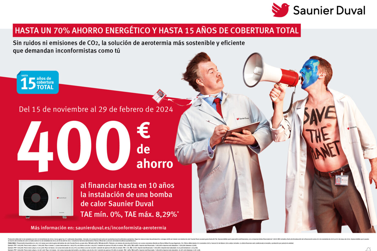 Nueva promoción aerotermia para el usuario final: 400 € de descuento al financiar hasta en 10 años